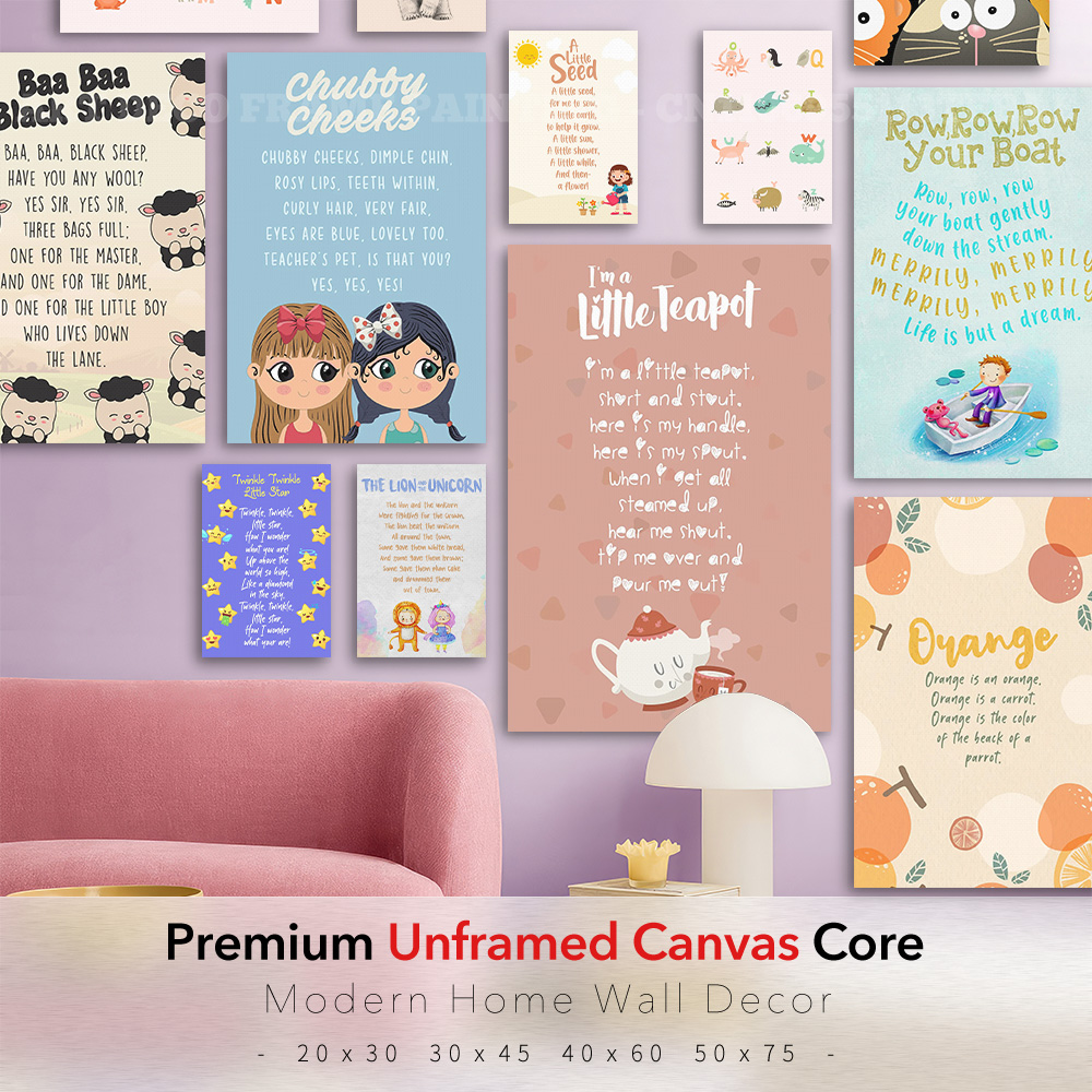 Kids Education Rhymes - Póster de lienzo con canciones infantiles