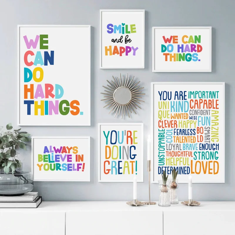 Kids Education Motivation - Cuadro de pared para aula infantil,
